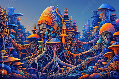 Maximalist Mycelium Grown Architecture Chaos Design Vector