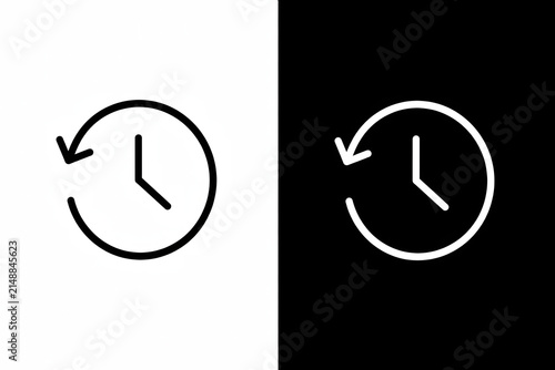 Minimalist History and Rewind Icon Set with Clock and Circular Arrow for Time Management and Undo Action