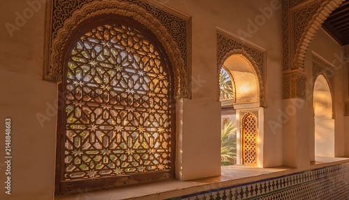 Intricate Arched Window in Historic Architecture.