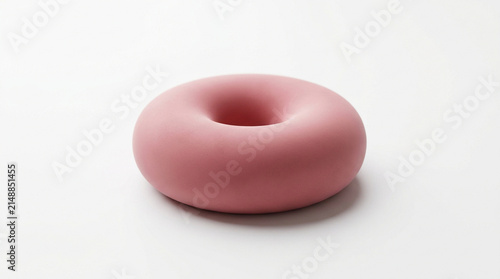 Rendered as a puffy donut this 3D form has a tactile matte finish on a clean backdrop