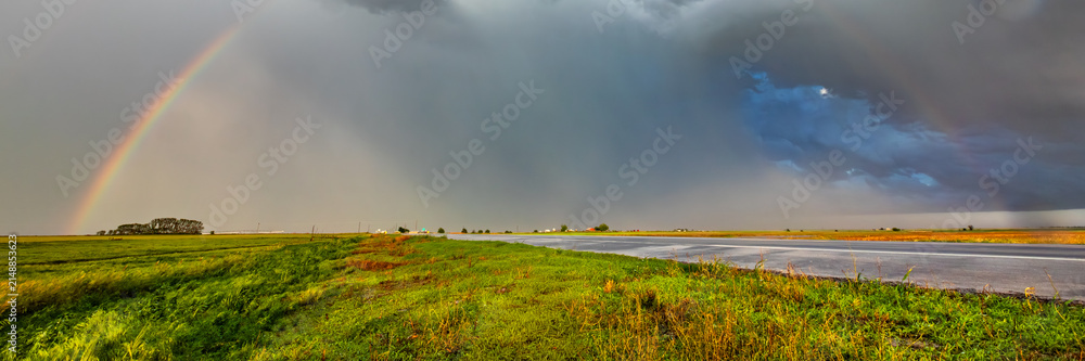 Obraz premium Impacts of Climate Change. Extreme Weather, Supercell Storms, Global Warming and Environmental Sustainability. Wide Web Banner Featuring Copy Space