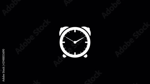 Alarm clock ringing animation on transparent background, alarm clock icon sign animated with alpha channel.