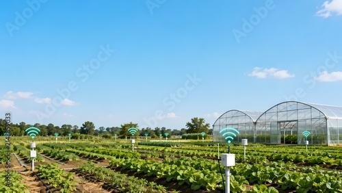 Smart Agriculture Field with IoT Sensors and Copy Space