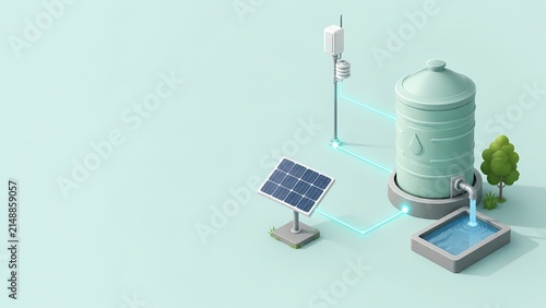 Isometric Smart Farm Illustration with Copy Space