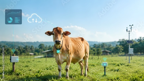 Smart Livestock Tracking Collar with Copy Space