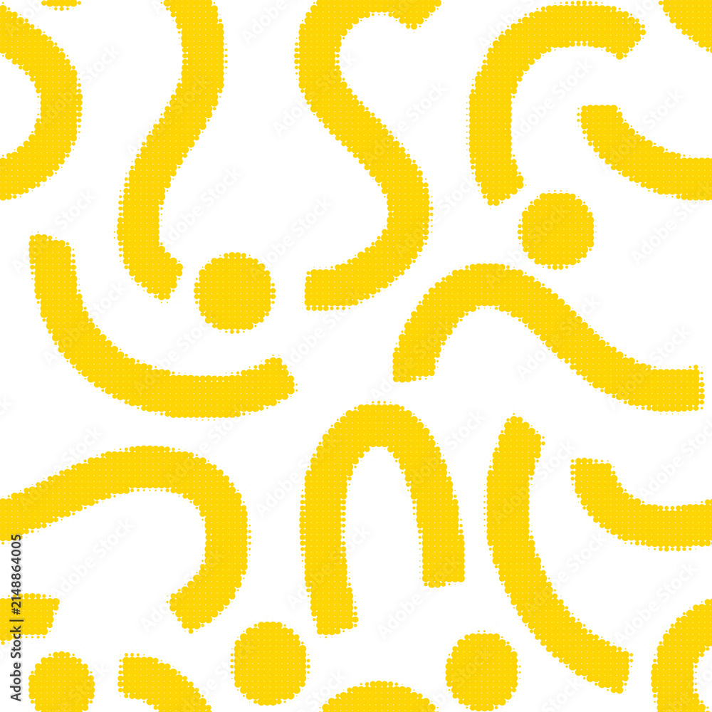 Fototapeta premium Seamless pattern with yellow abstract shapes and dots