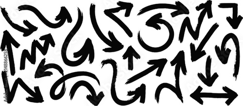 Set of black hand drawn doodle arrows