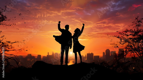 Full body silhouette landscape photograph Created with Generativ