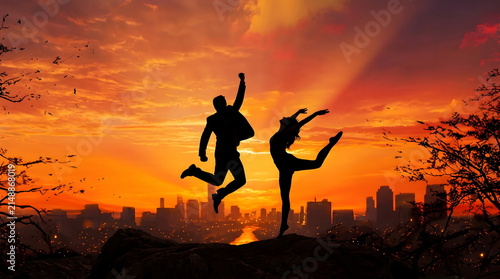 Full body silhouette landscape photograph Created with Generativ