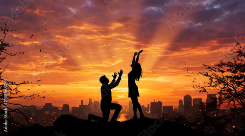 Full body silhouette landscape photograph Created with Generativ
