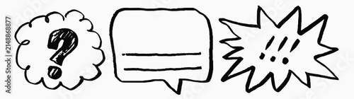 Hand drawn speech bubbles with question and exclamation marks