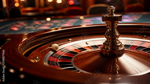Roulette wheel casino gambling game motion spinning ball excitement chance luck