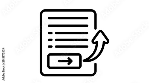 Document upload icon with arrow, isolated on transparent background