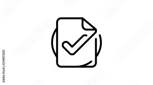 Document with check mark icon, isolated on transparent background