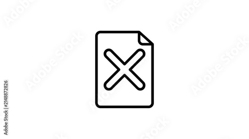 Document With 'X' Mark Isolated on Transparent Background