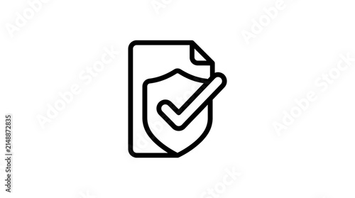 Document Security Shield with Checkmark Icon Isolated Transparent Background