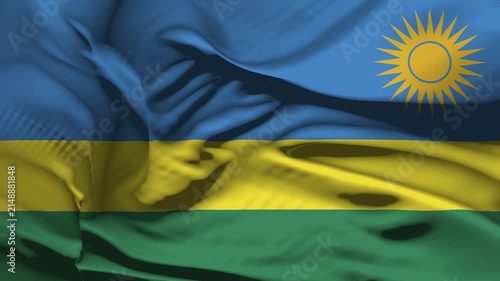 Rwanda Flag Wave Loop waving in wind Realistic Rwanda Flag background