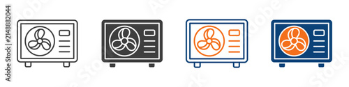 Heat Pump Icon Set Multiple Style Collection