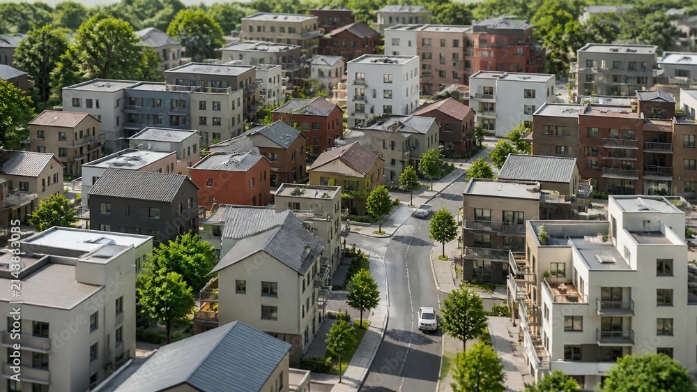 Fototapeta premium Modern Residential Neighborhood Aerial View