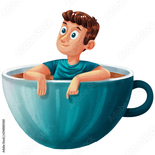 a person inside a coffee cup