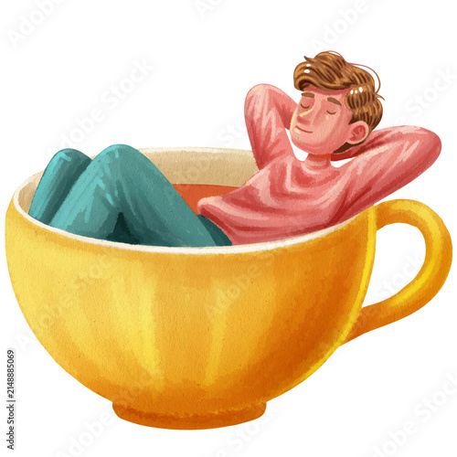 a person inside a coffee cup