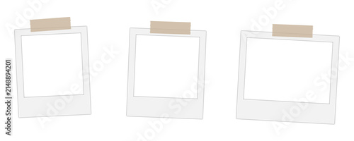 White instant photo frame mockup collection with blank portrait frames and realistic shadow isolated on transparent background