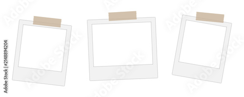 White instant photo frame mockup collection with blank portrait frames and realistic shadow isolated on transparent background