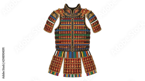 Colorful multi-colored lamellar scale armor tunic with patterns

