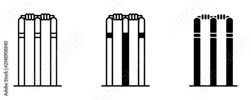 Foto Cricket Wicket Icons, Sports Equipment Vector Graphics, Game Play Symbols, Outli