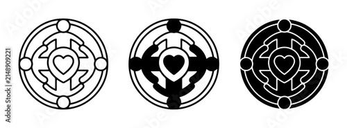 Community Heart Icon Set, Unity Symbol Vector Graphics, Love and Support Emblem Collection, Diverse People Embrace