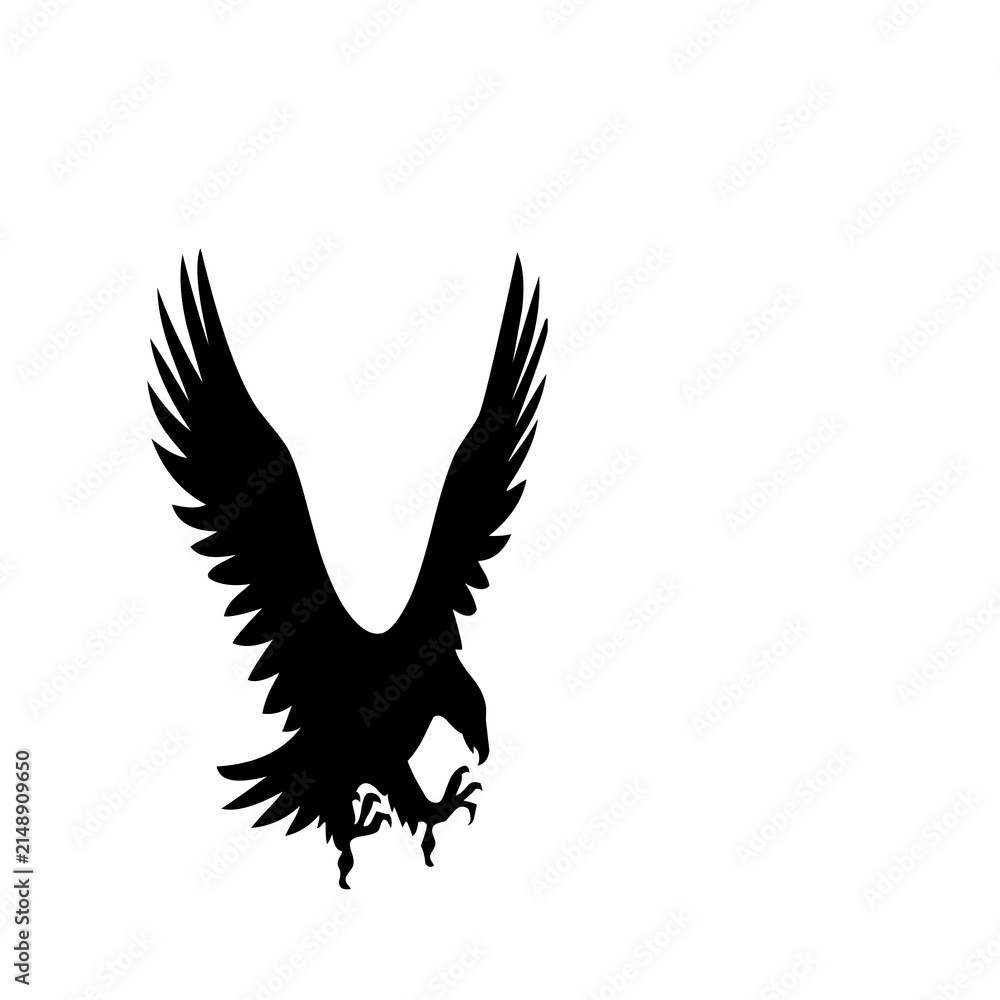 Fototapeta premium Silhouette of a soaring eagle with outstretched wings