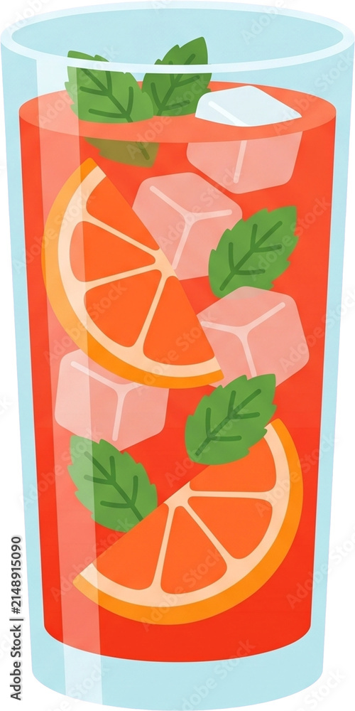 Fototapeta premium refreshing grapefruit mojito cocktail with ice and mint