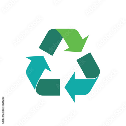Green recycle symbol icon representing environmental protection and waste management sustainability with arrows in a circular motion design isolated on transparent background, Vector