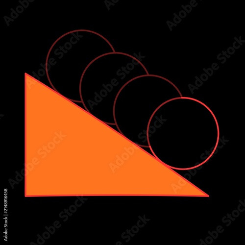 Geometric Ramp with Black Balls on Orange Inclined Surface
