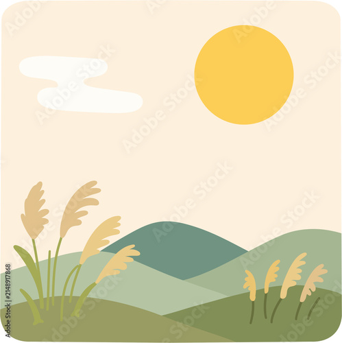 Autumn Landscape Flat Vector Illustration