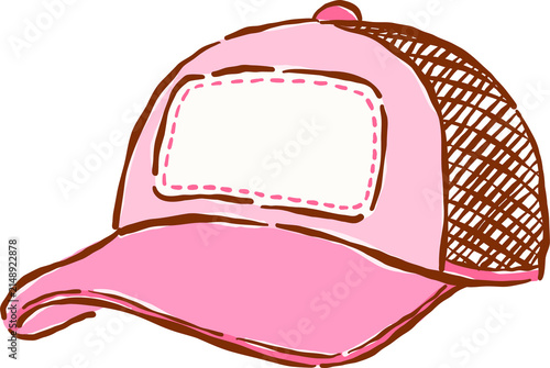 Canvas Print Pink Girly Tucker Hat  Hand Drawn Whimsical Illustration.
