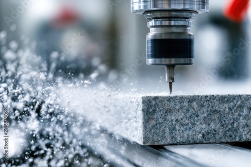 CNC machine shaping stone kitchen countertop
