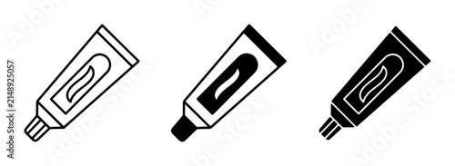 Toothpaste Tube Icons, Dental Hygiene Vector Graphics, Oral Care Symbols, Personal Care Essentials, Simple Line Art and Silhouette Styles