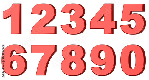 Foto 3D素材_数字_メタリック_赤