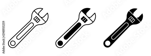фотографія Adjustable Wrench Icons, Versatile Tools Set, Mechanical Engineering Symbols, Pl