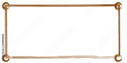 Brown Hand Drawn Rectangle Frame with Circular Corner Accents