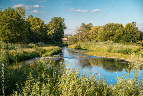 Scenic confluence of Brigach and Breg rivers forming the Danube near Donaueschingen ideal for nature travel