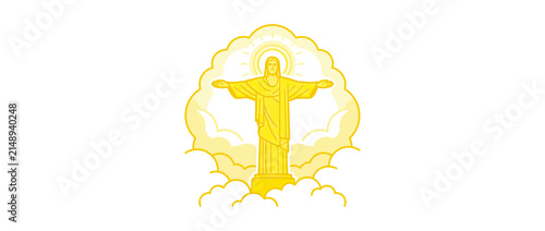 Cuadro en lienzo Golden Religious Figure with Open Arms Isolated