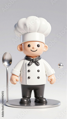 Cartoon Chef Character with Spoon and Hat
