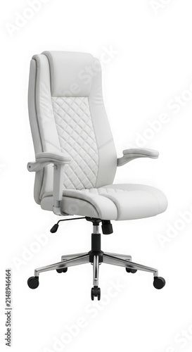 Modern white executive office chair isolated on transparent background