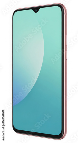 Modern smartphone with blue gradient screen isolated on transparent