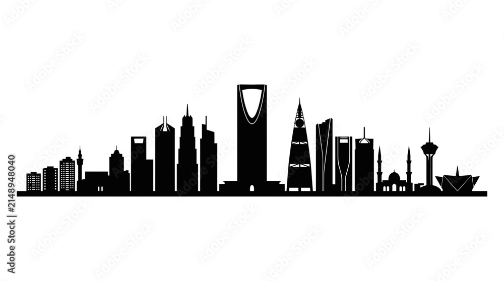 Fototapeta premium Modern City Skyline Silhouette with Tall Buildings
