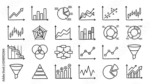 Hand Drawn Business Charts and Graphs Collection