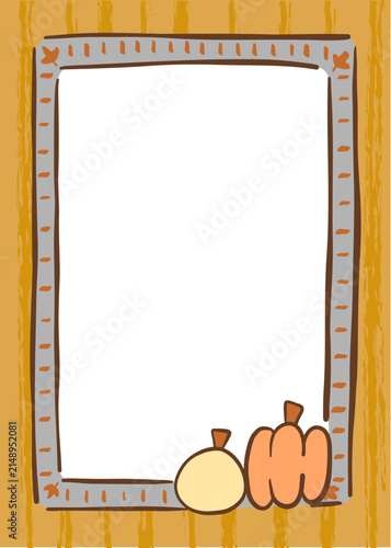 Hand Drawn Whimsical Fall Frame, Wavy Autumn Borders for Thanksgiving and Halloween Invitation Card