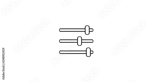Horizontal slider control adjustment icon set on white background.
